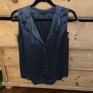 Theory-silky sleeveless-button down